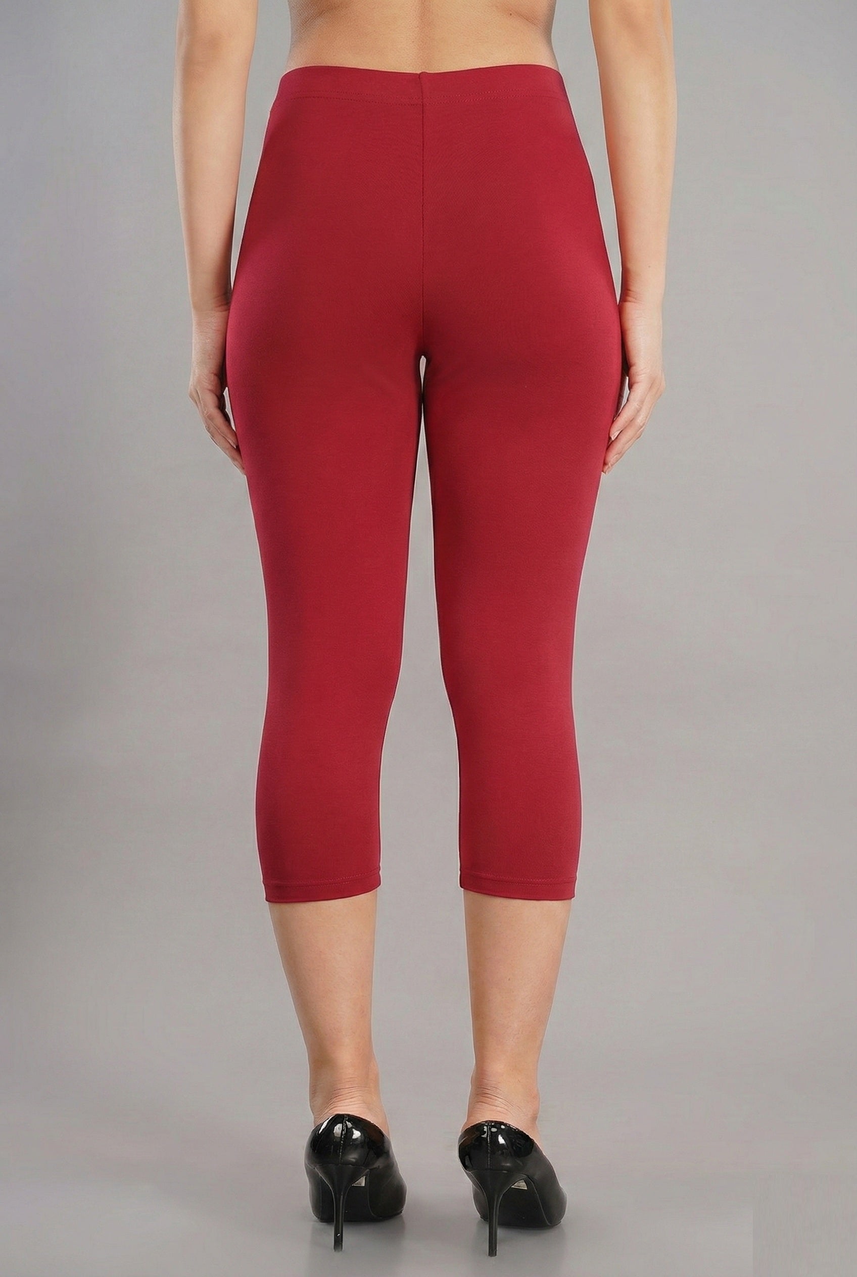 Shsuvia Women's Mid Waist Stretchable Cropped 3/4th Length Leggings