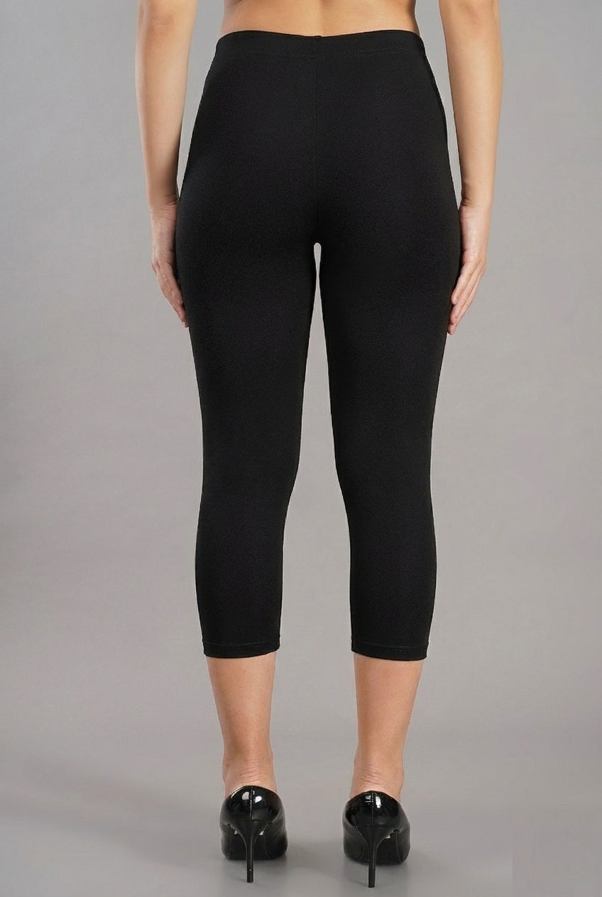 Shsuvia Women's Mid Waist Stretchable Cropped 3/4th Length Leggings