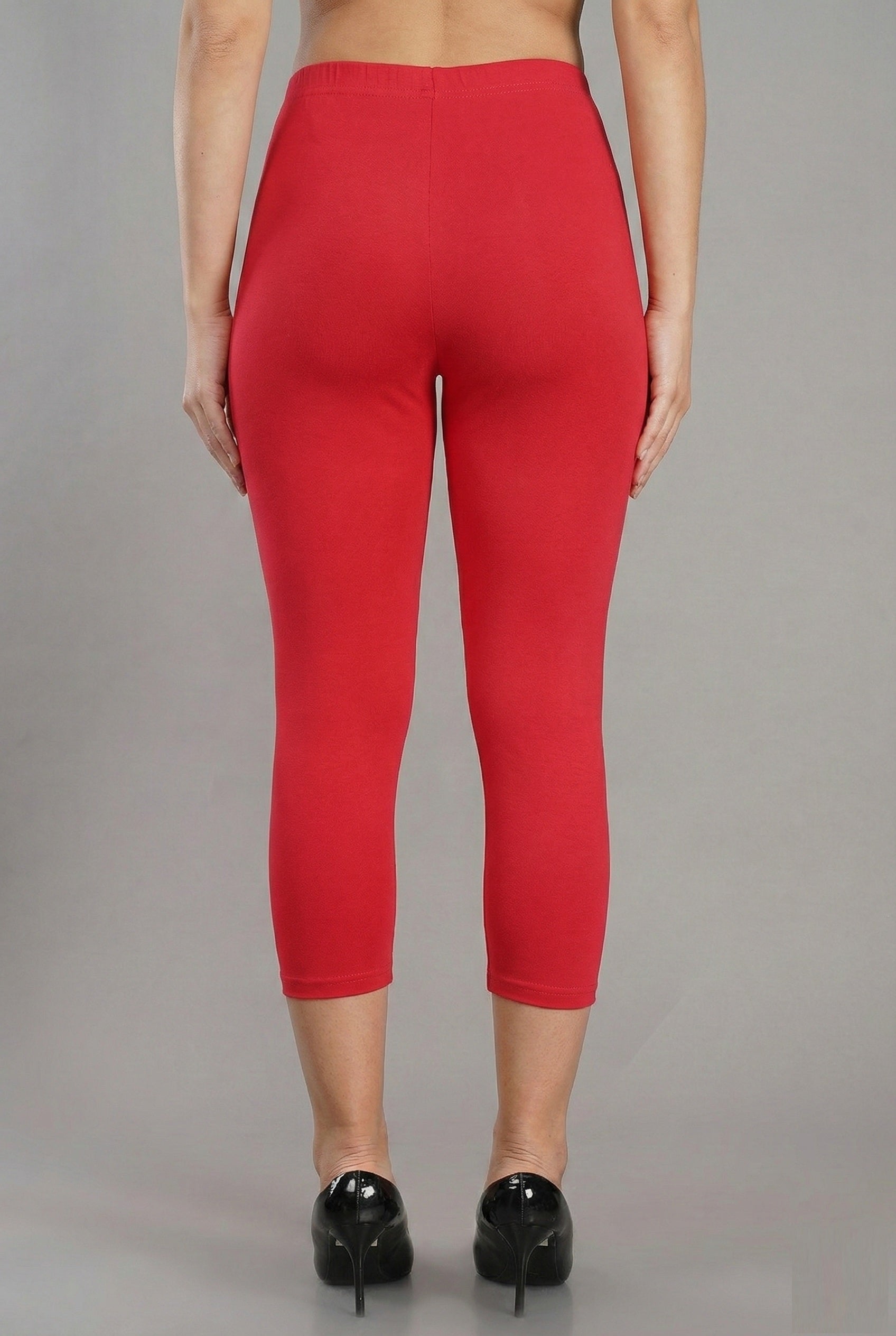 Shsuvia Women's Mid Waist Stretchable Cropped 3/4th Length Leggings