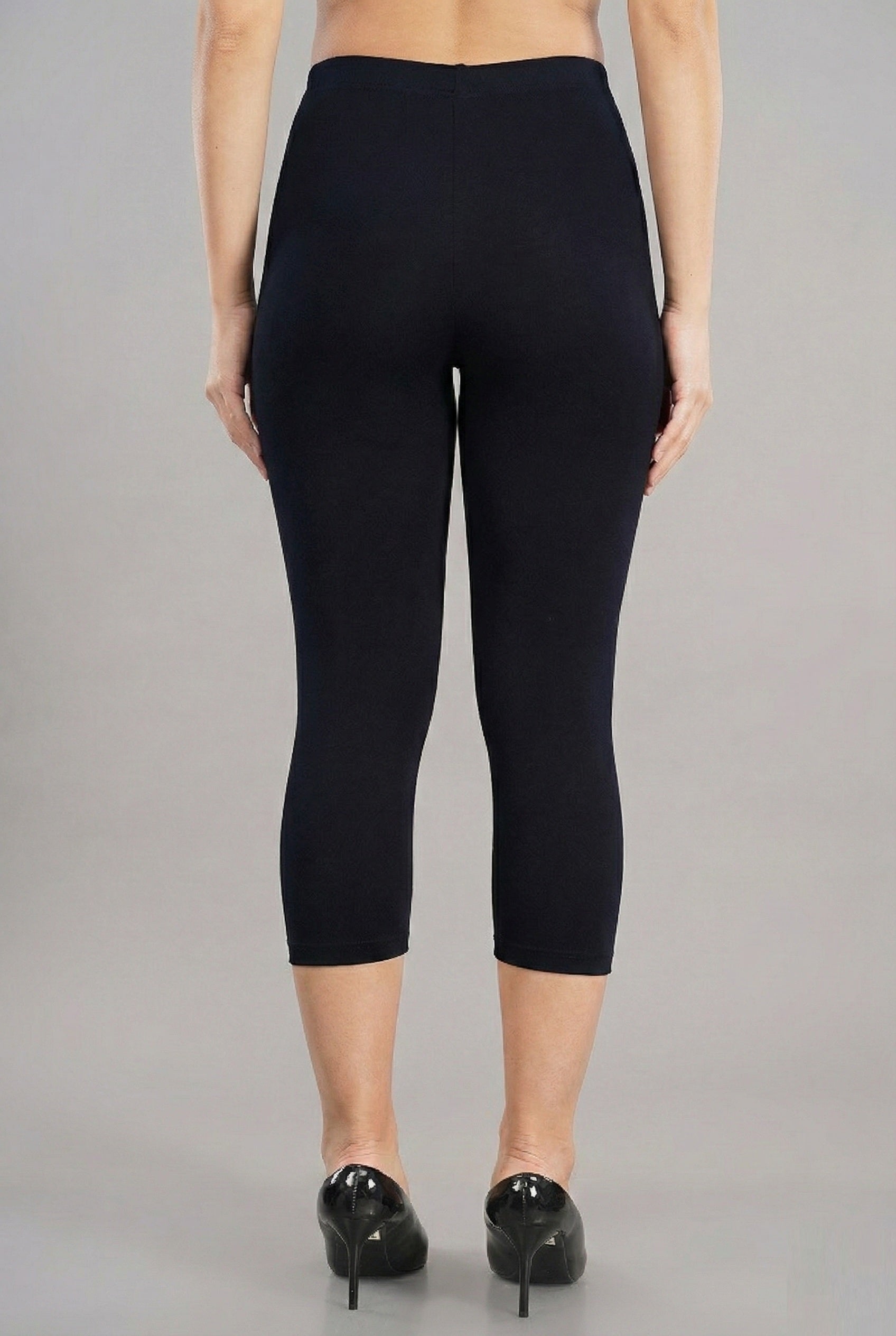 Shsuvia Women's Mid Waist Stretchable Cropped 3/4th Length Leggings