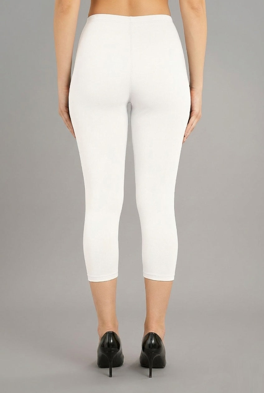 Shsuvia Women's Mid Waist Stretchable Cropped 3/4th Length Leggings