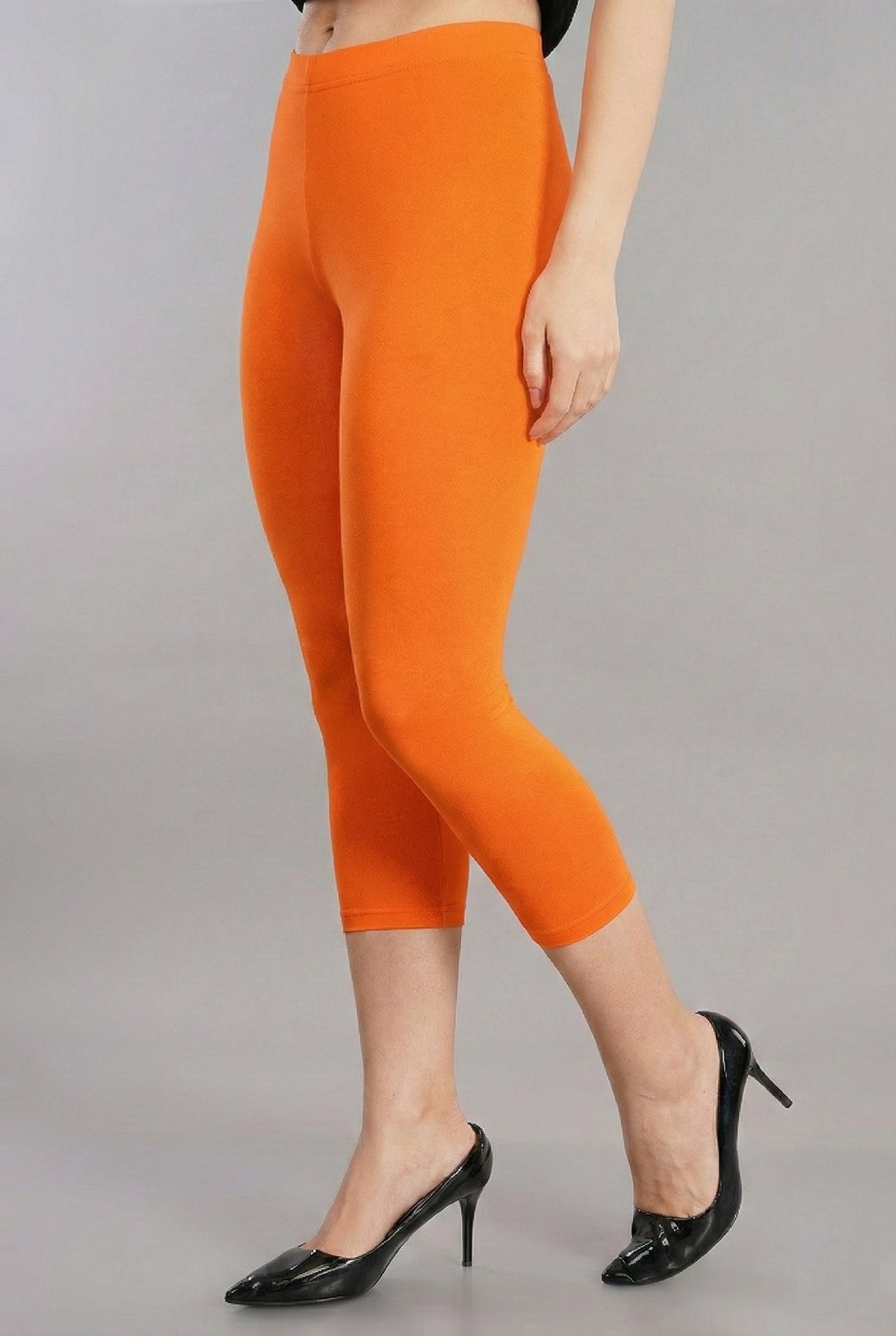 Shsuvia Women's Mid Waist Stretchable Cropped 3/4th Length Leggings