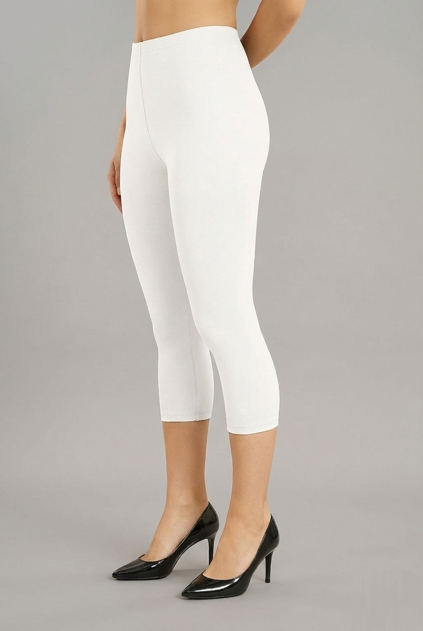 Shsuvia Women's Mid Waist Stretchable Cropped 3/4th Length Leggings