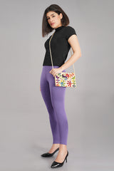 Lavender Shsuvia Women's High Waist Stretchable Cotton Legging-Soft slim fit tights for gym, yoga and daily wear.