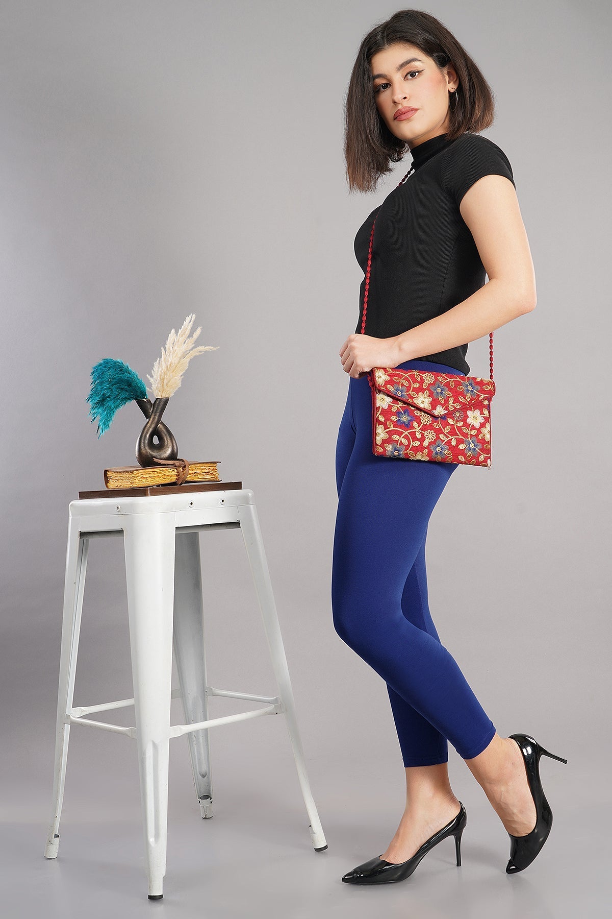 Shsuvia Women's Mid Waist Stretchable Ankle Length Legging