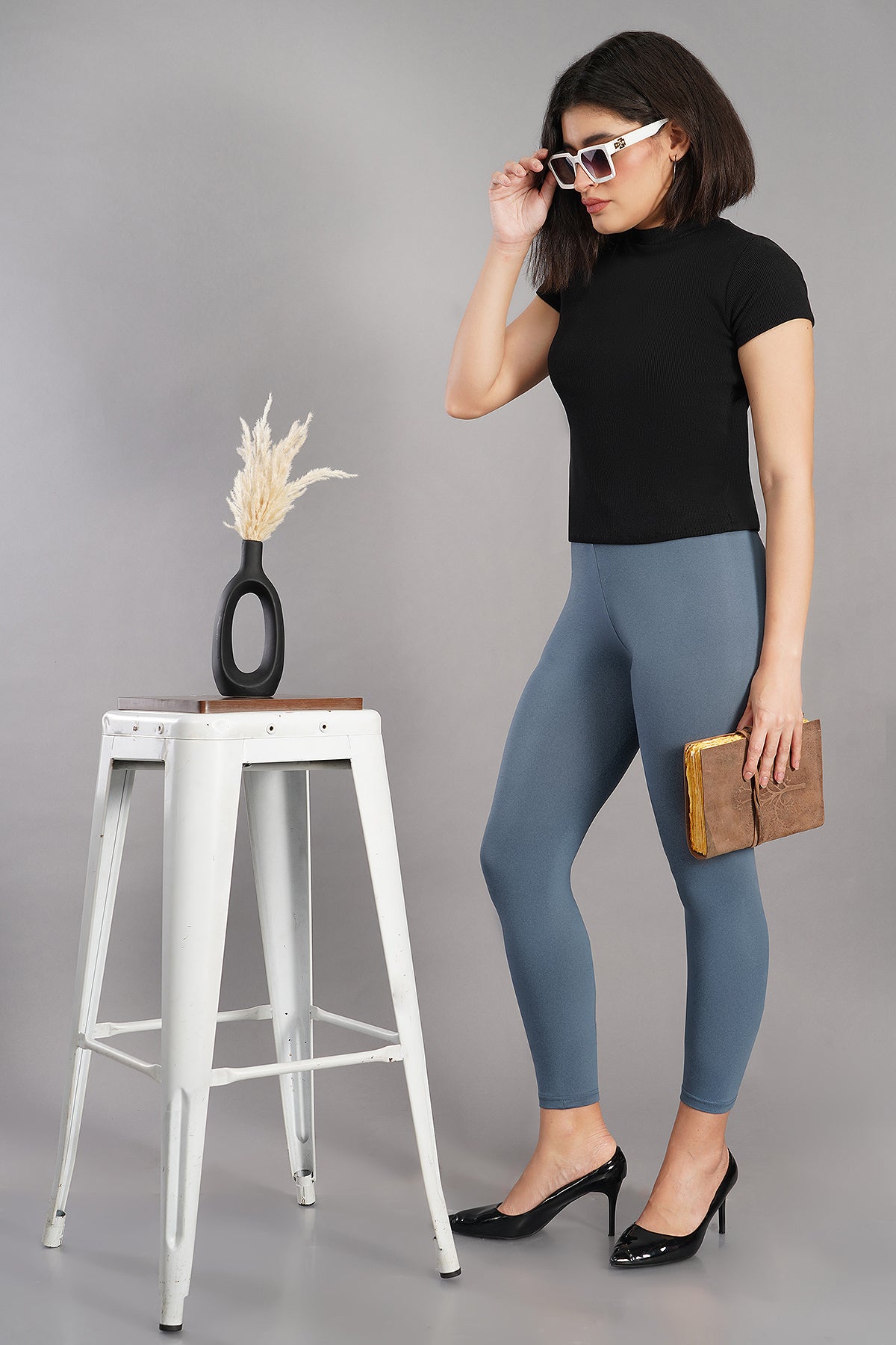 Shsuvia Women's Mid Waist Stretchable Ankle Length Legging