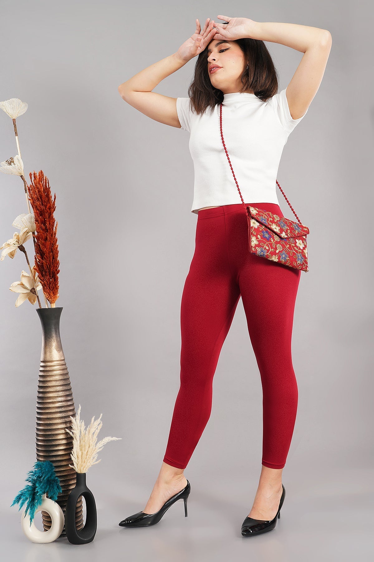 Shsuvia Women's Mid Waist Stretchable Ankle Length Legging