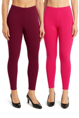 Shsuvia Women Cropped Leggings – Pack of 2 Majentha & Rani Rose