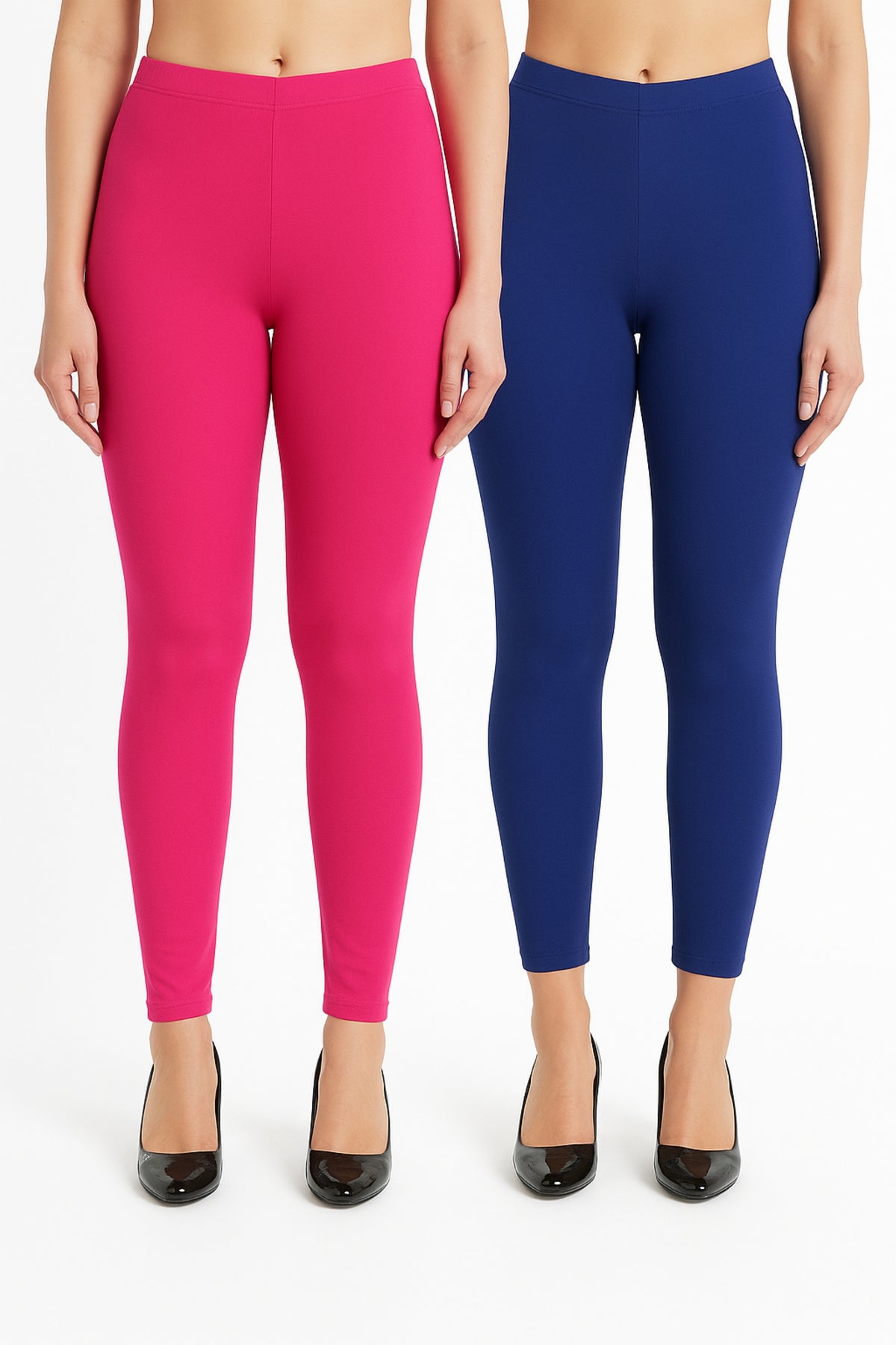 Shsuvia Women Cropped Leggings – Pack of 2 Rani Rose & Old Royal