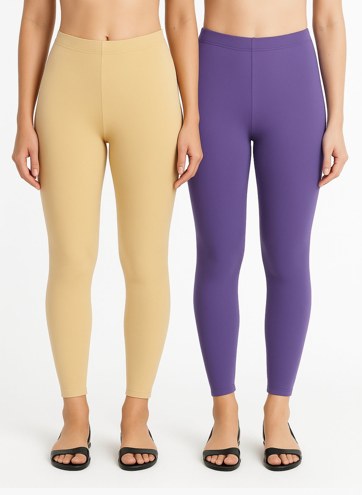 Shsuvia Women Cropped Leggings – Pack of 2 Skin & Lavender
