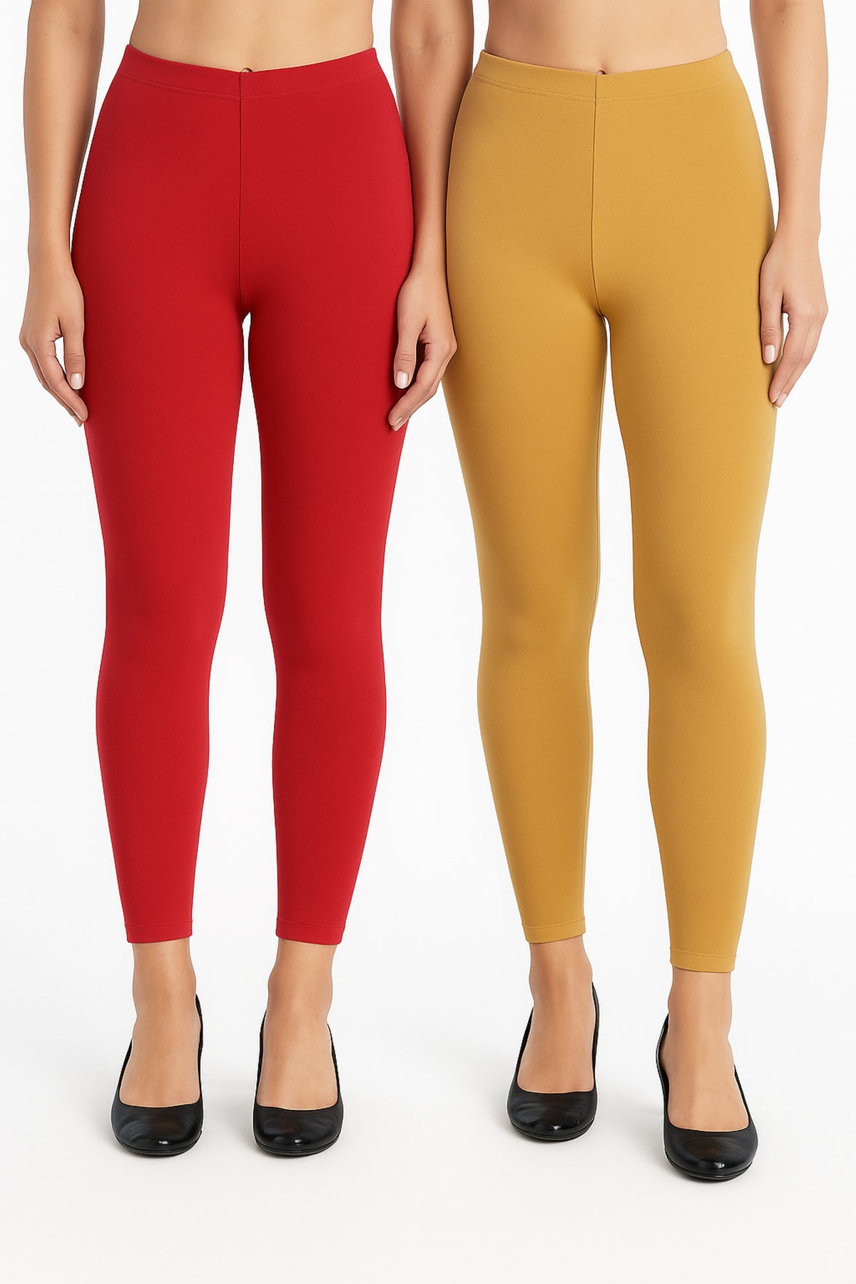 Shsuvia Women Cropped Leggings – Pack of 2 Coral & Stone