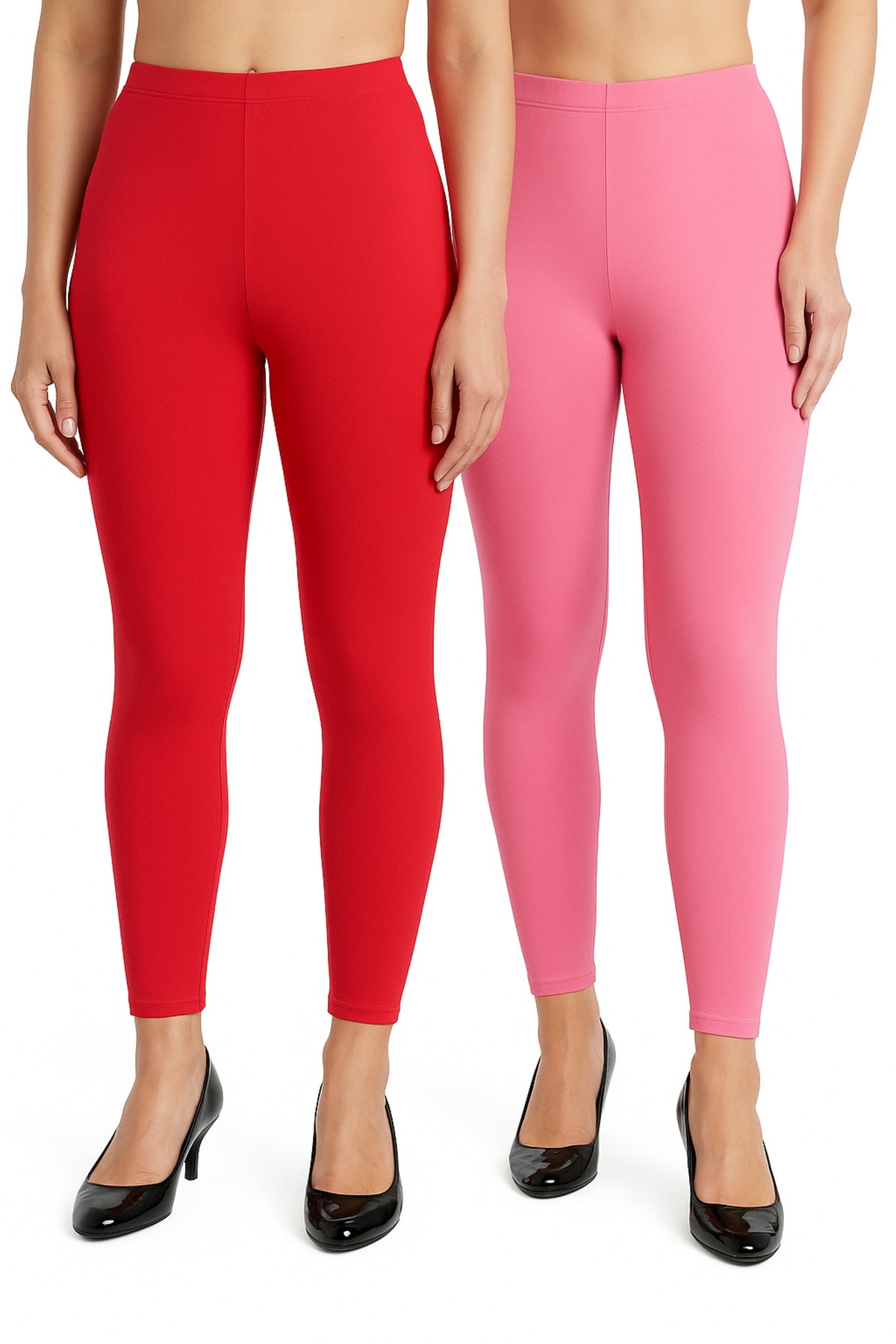 Shsuvia Women Cropped Leggings – Pack of 2 Coral & Baby Pink