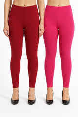 Shsuvia Women Cropped Leggings – Pack of 2 RED & Rani Rose