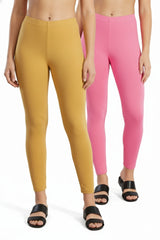 Shsuvia Women Cropped Leggings – Pack of 2 Stone & Baby Pink