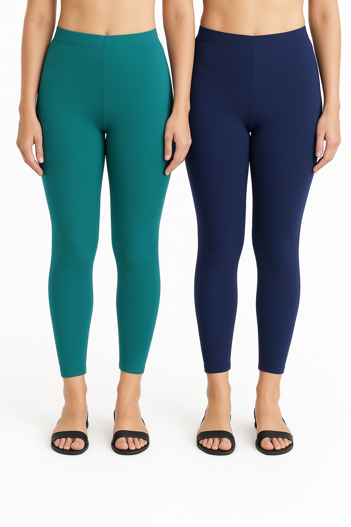 Shsuvia Women Cropped Leggings – Pack of 2 Rama Green & Old Royal