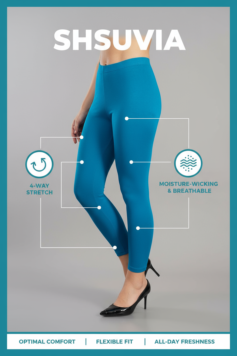 Shsuvia Women's Mid Waist Stretchable Ankle Length Legging