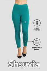 Rama Green Shsuvia Women's High Waist Stretchable Cotton Legging-Soft slim fit tights for gym, yoga and daily wear.
