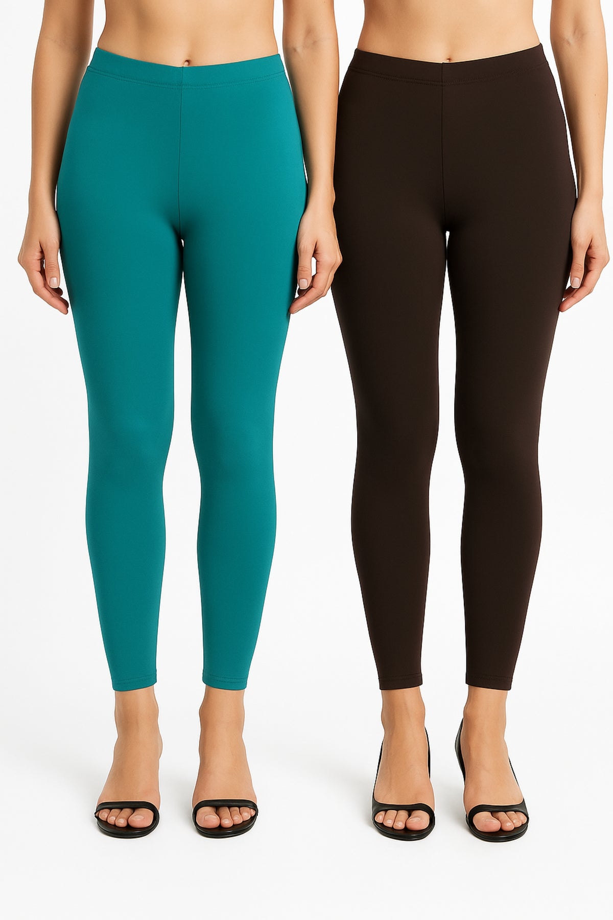 Shsuvia Women Cropped Leggings – Pack of 2 Rama Green & Coffee Brown