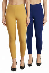 Shsuvia Women Cropped Leggings – Pack of 2 Stone & Old Royal