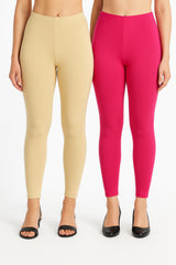 Shsuvia Women Cropped Leggings – Pack of 2 Skin & Rani Rose