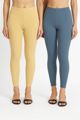 Shsuvia Women Cropped Leggings – Pack of 2 Skin & Airforce Green