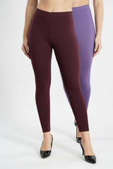 Shsuvia Women Cropped Leggings – Pack of 2 Wine & Lavender