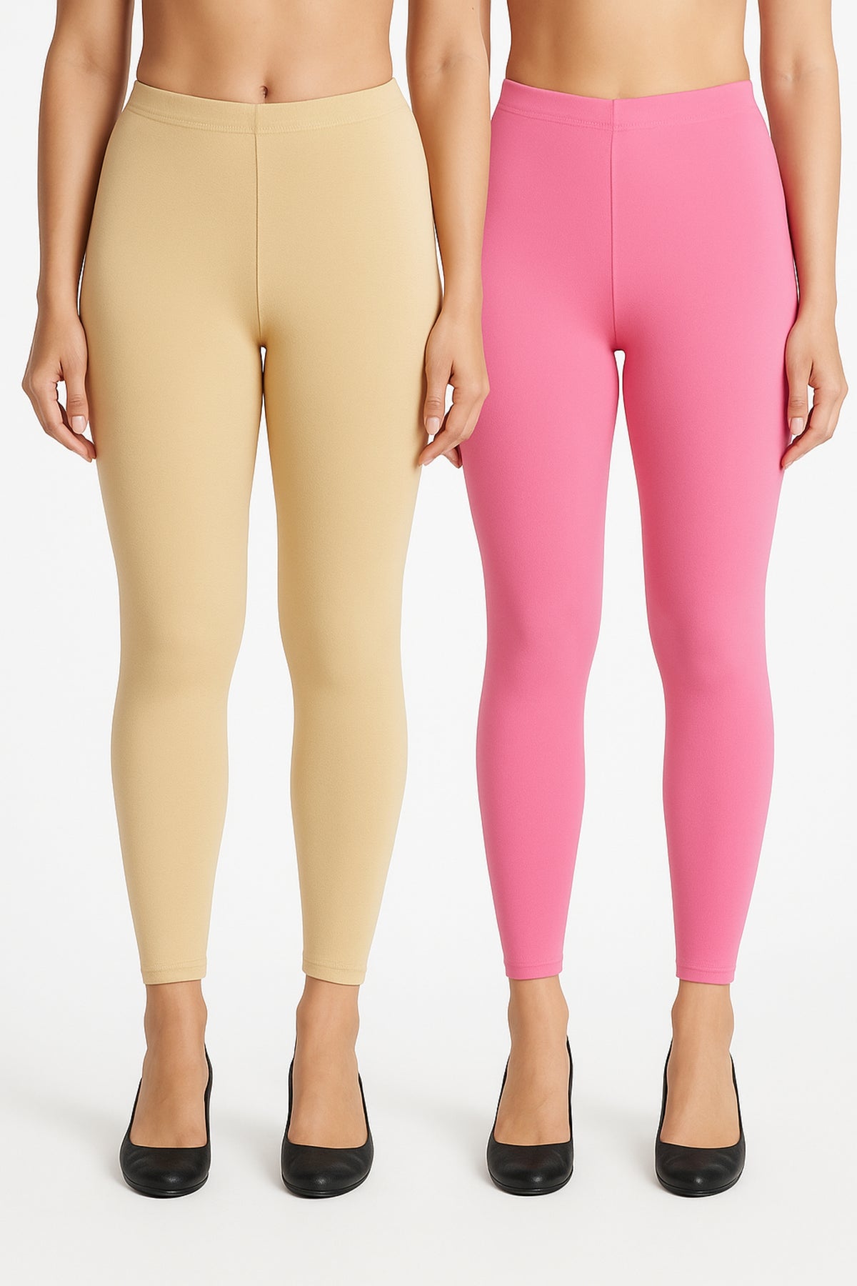 Shsuvia Women Cropped Leggings – Pack of 2 Skin & Baby Pink