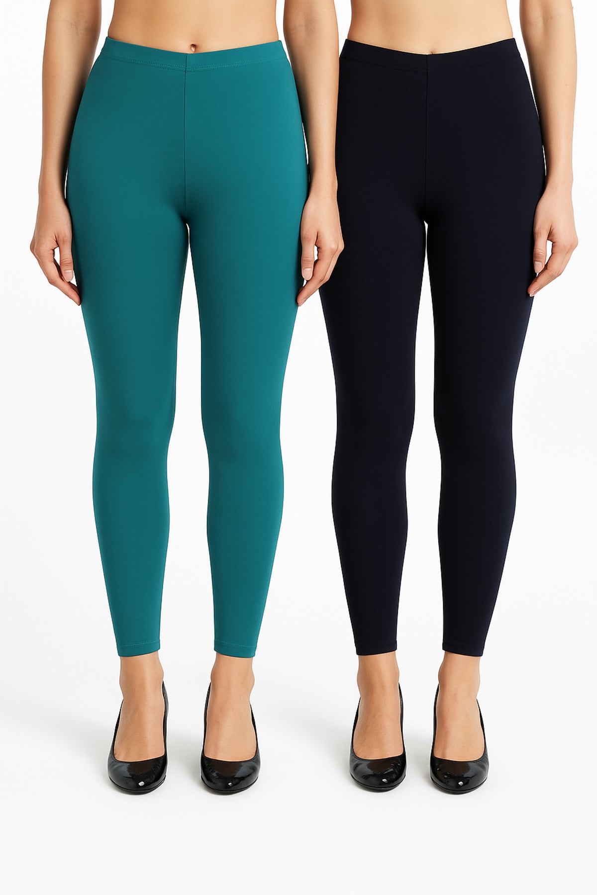 Shsuvia Women Cropped Leggings – Pack of 2 Rama Green & Dark Navy