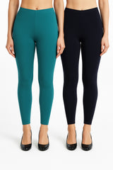 Shsuvia Women Cropped Leggings – Pack of 2 Rama Green & Dark Navy