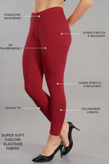 Shsuvia Women Cropped Leggings – Pack of 2 RED & Skin