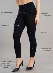 Shsuvia Women Cropped Leggings – Pack of 2 Dark Navy & Sky Blue