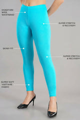 Shsuvia Women Cropped Leggings – Pack of 2 Sky Blue & Skin