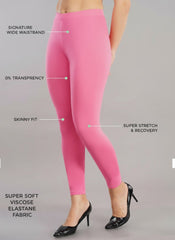 Shsuvia Women Cropped Leggings – Pack of 2 Baby Pink & Sky Blue