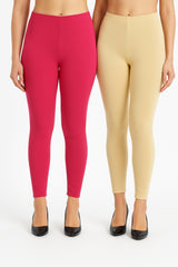 Shsuvia Women Cropped Leggings – Pack of 2 Rani Rose & Skin