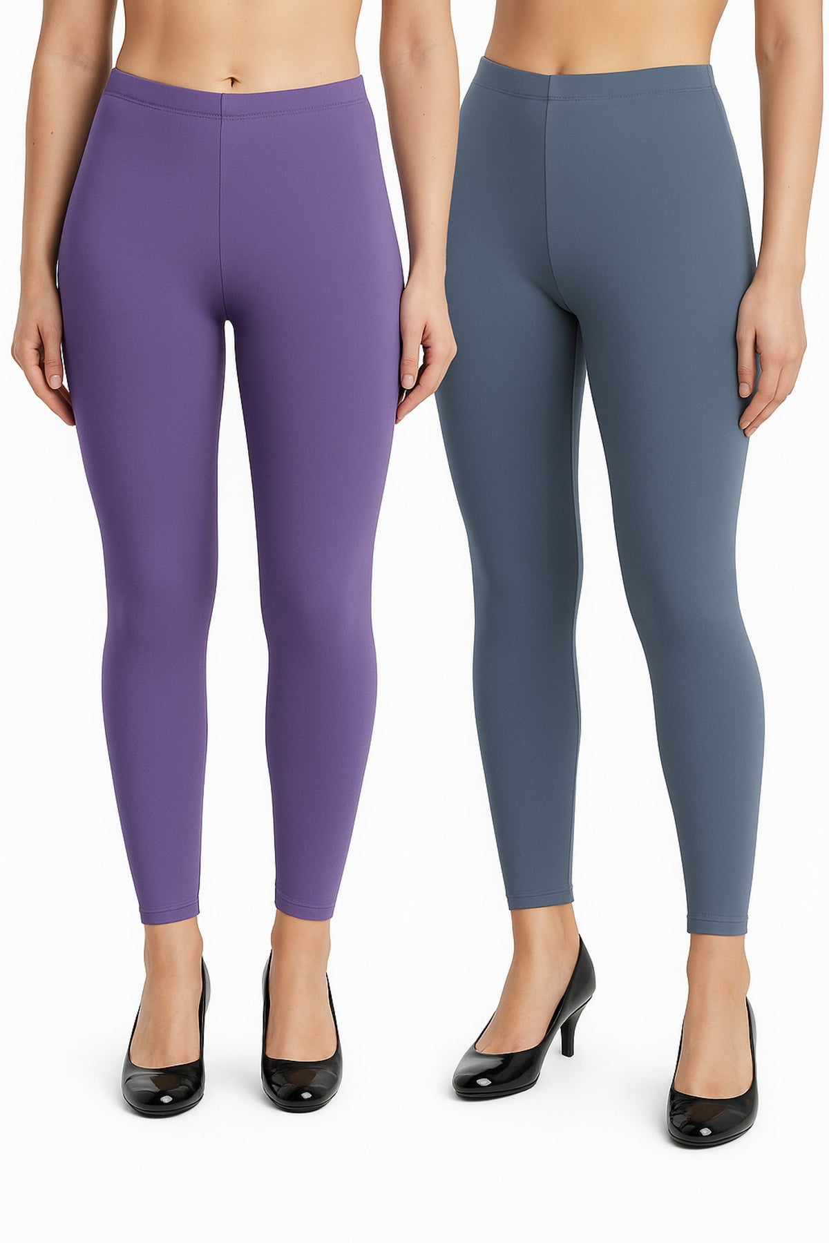 Shsuvia Women Cropped Leggings – Pack of 2 Lavender & Airforce Green