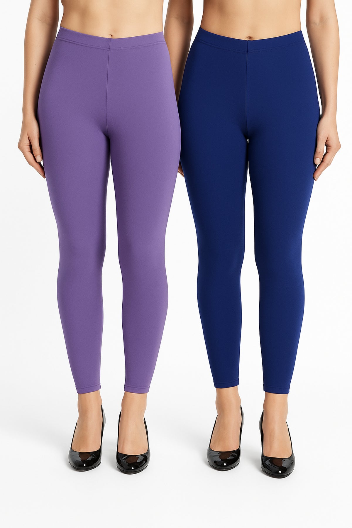 Shsuvia Women Cropped Leggings – Pack of 2 Lavender & Old Royal