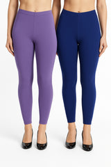 Shsuvia Women Cropped Leggings – Pack of 2 Lavender & Old Royal