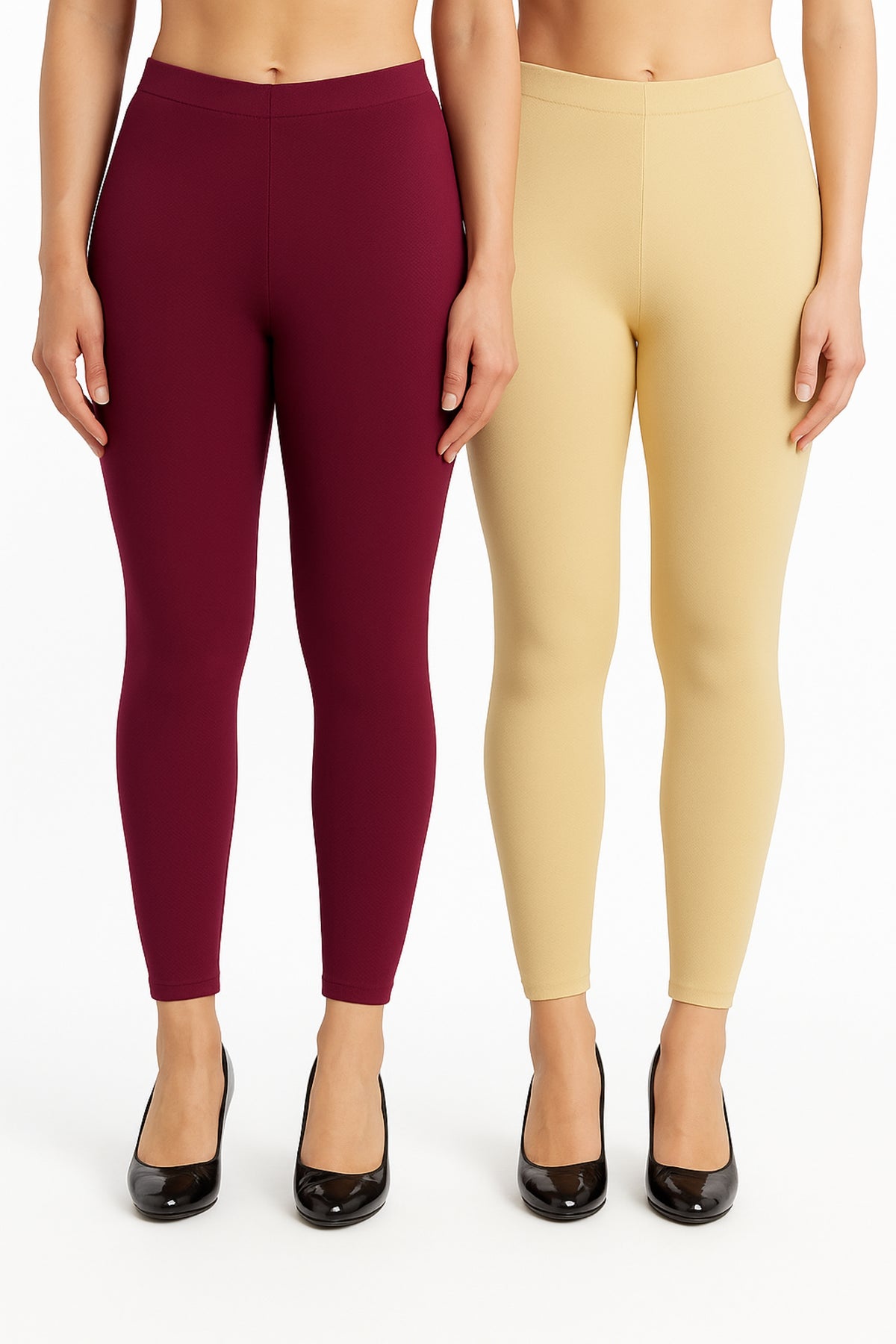 Shsuvia Women Cropped Leggings – Pack of 2 Majentha & Skin