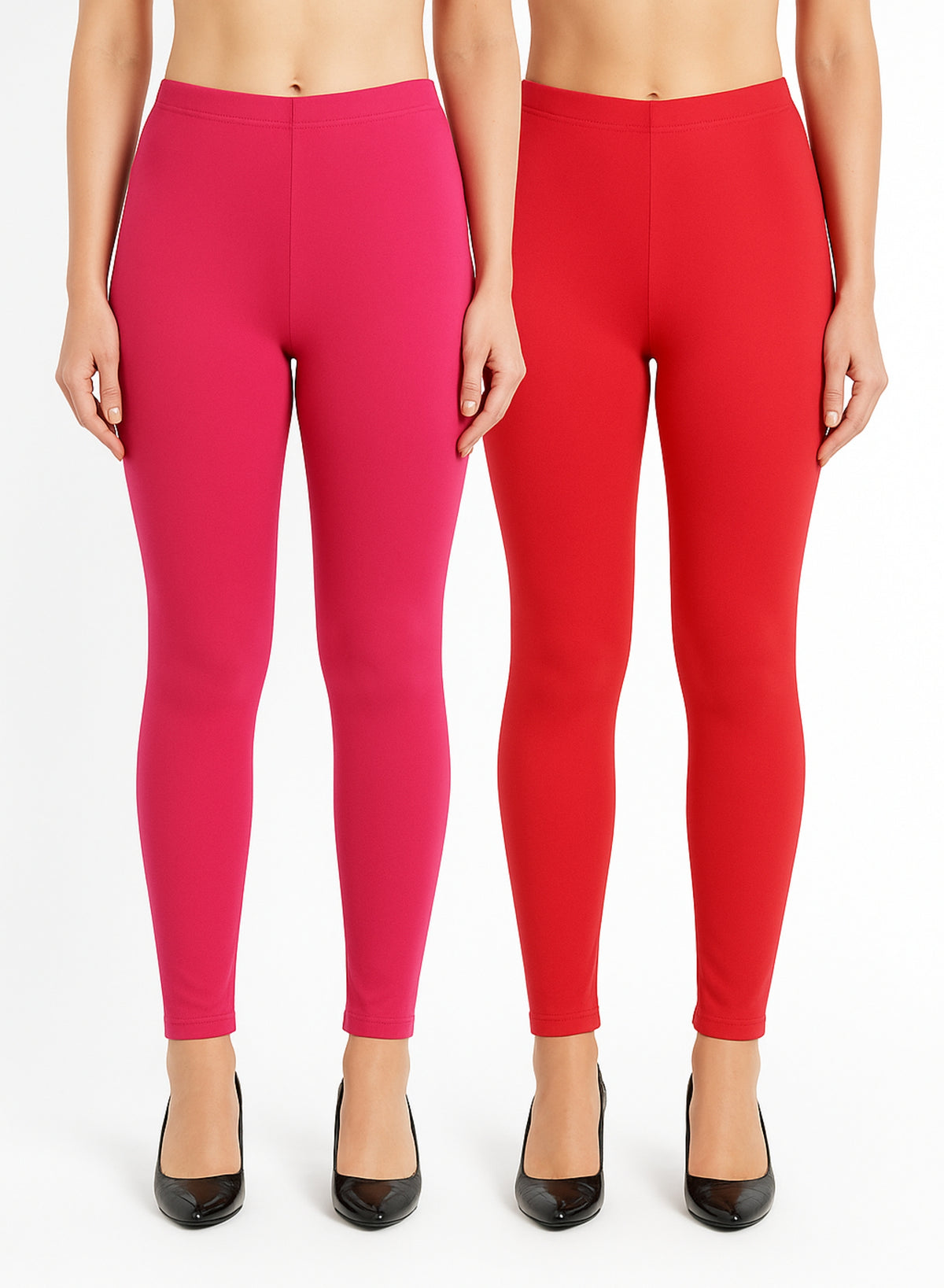 Shsuvia Women Cropped Leggings – Pack of 2 Rani Rose & Coral
