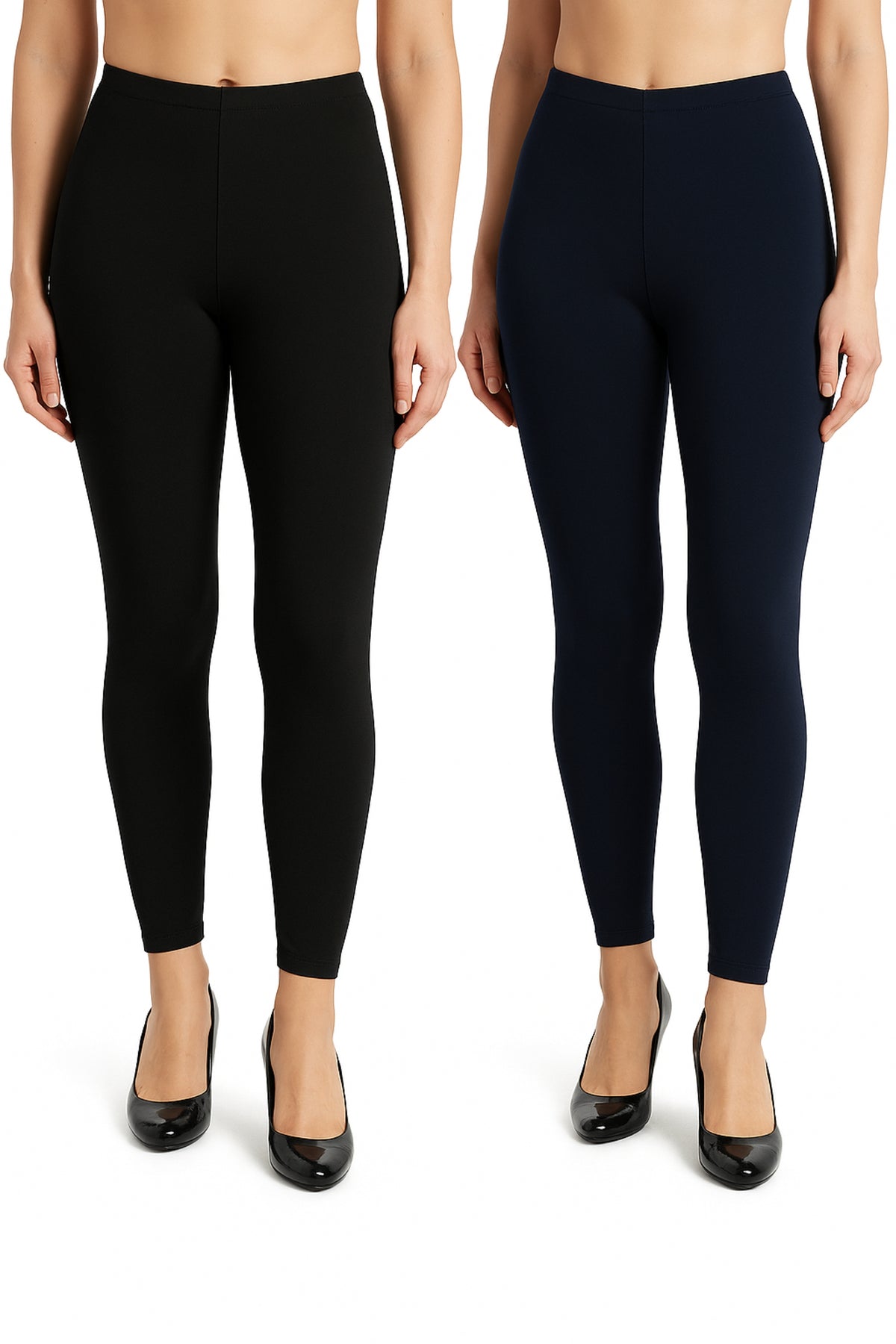 Shsuvia Women Cropped Leggings – Pack of 2 Black & Dark Navy
