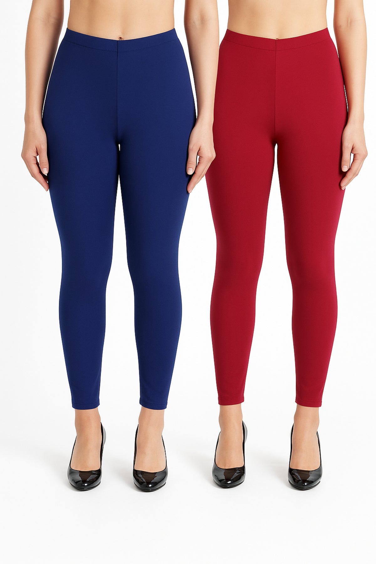 Shsuvia Women Cropped Leggings – Pack of 2 Old Royal & RED