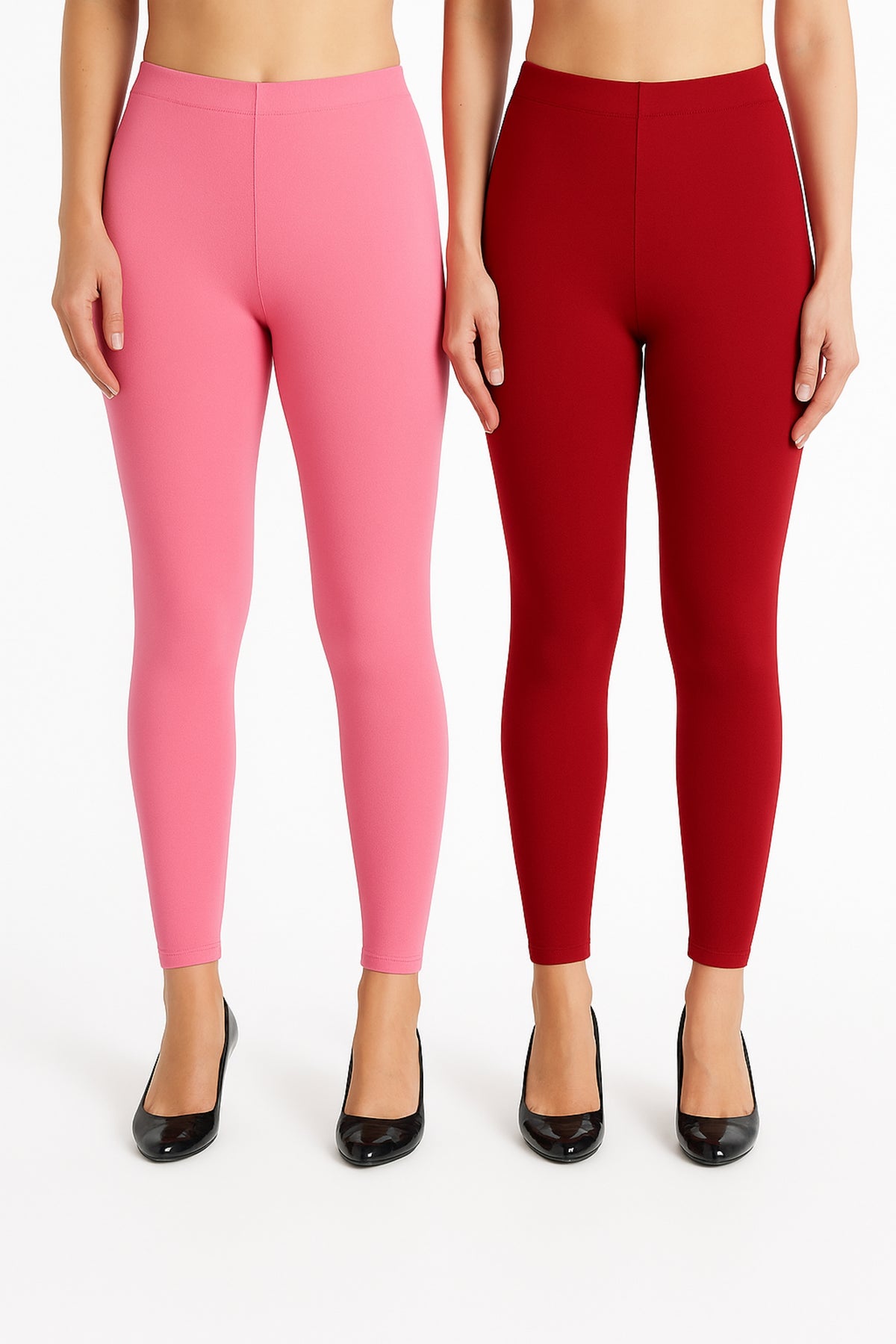 Shsuvia Women Cropped Leggings – Pack of 2 Baby Pink & Maroon