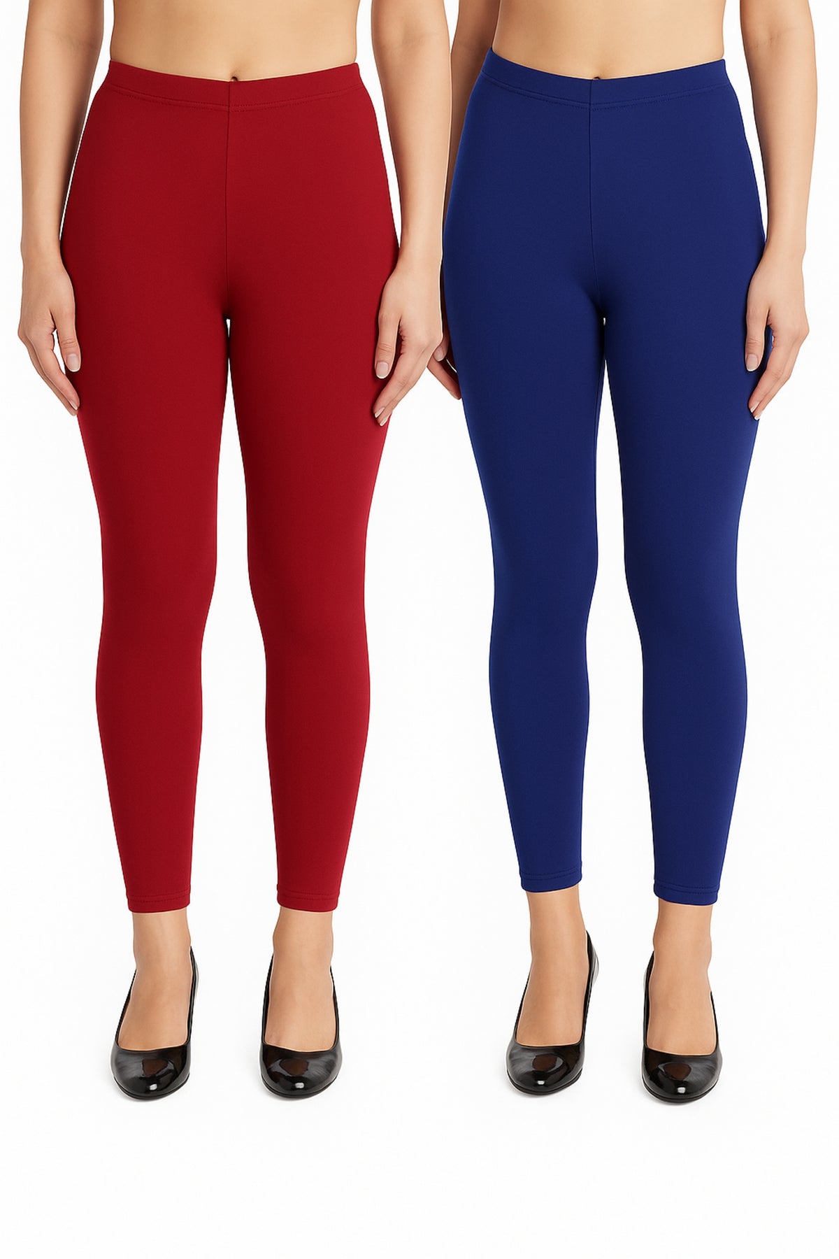 Shsuvia Women Cropped Leggings – Pack of 2 Maroon & Old Royal