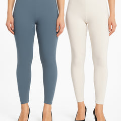 Shsuvia Women Cropped Leggings – Pack of 2 Airforce Green &  Off White