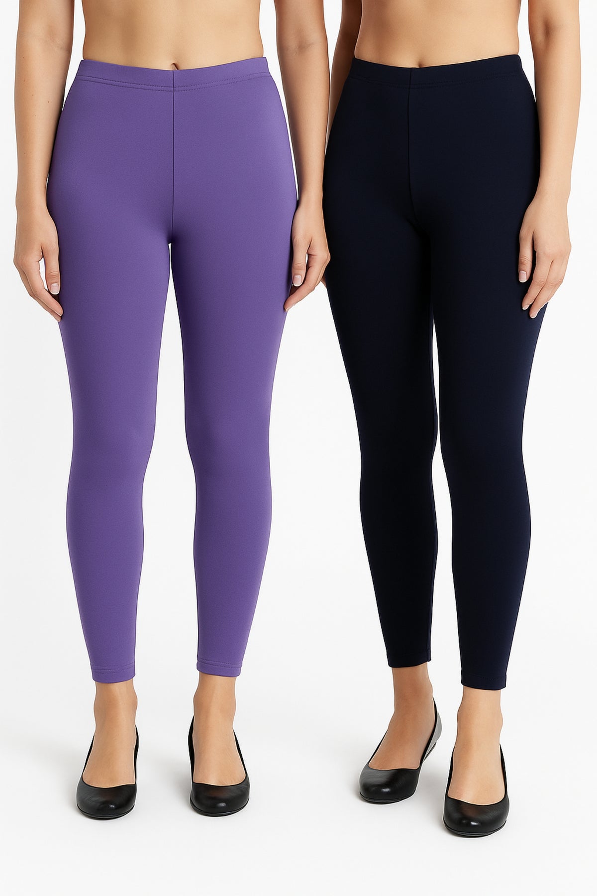 Shsuvia Women Cropped Leggings – Pack of 2 Lavender & Dark Navy