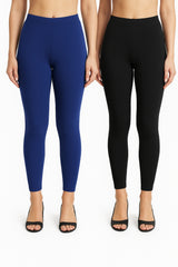 Shsuvia Women Cropped Leggings – Pack of 2 Old Royal & Black