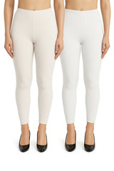 Shsuvia Women Cropped Leggings – Pack of 2 Off White & White