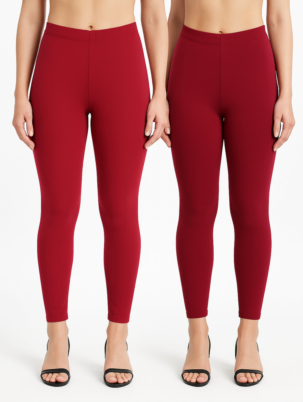 Shsuvia Women Cropped Leggings – Pack of 2 RED & Maroon