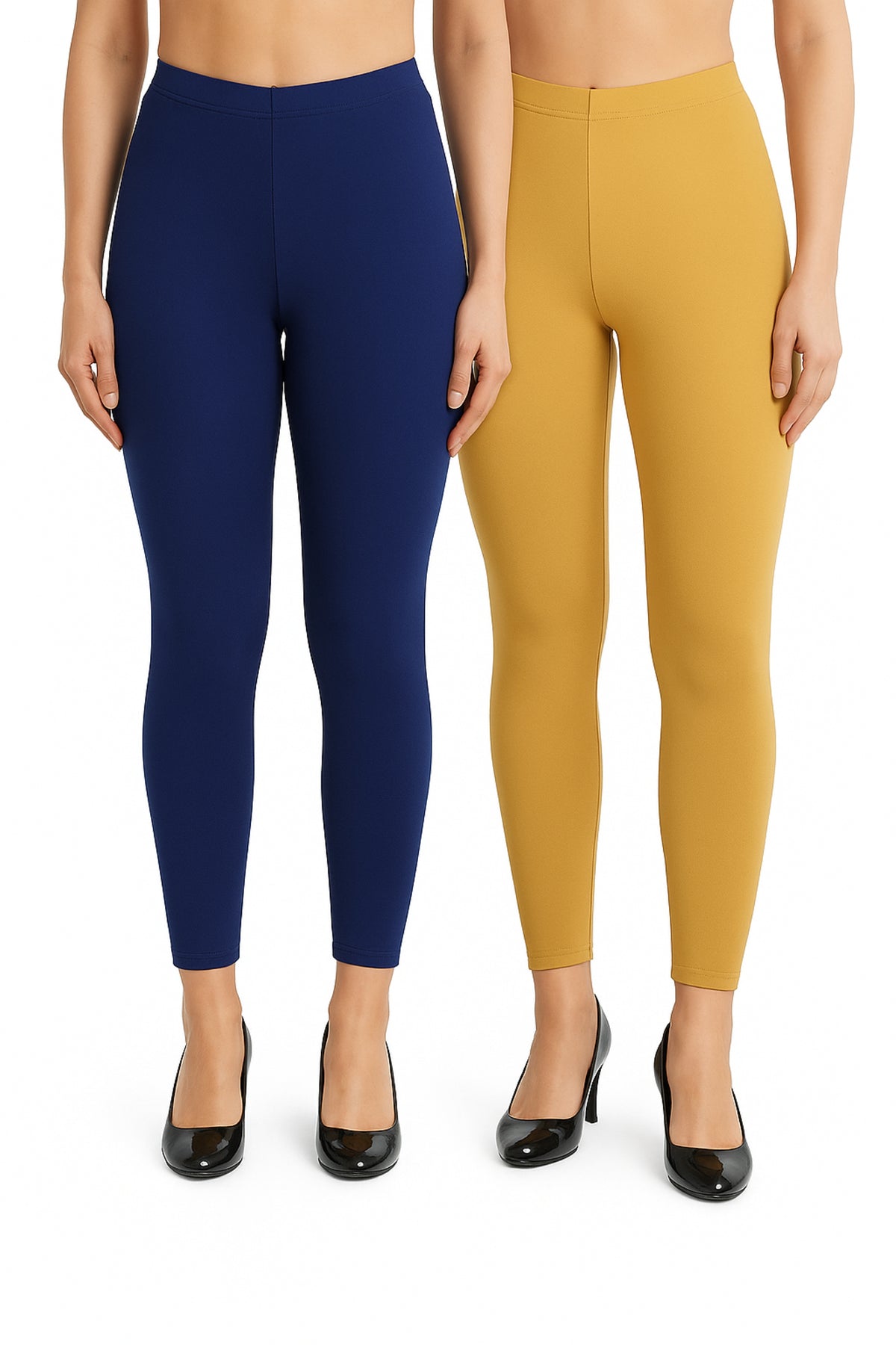Shsuvia Women Cropped Leggings – Pack of 2 Old Royal & Stone