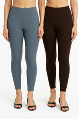 Shsuvia Women Cropped Leggings – Pack of 2 Airforce Green &  Coffee Brown